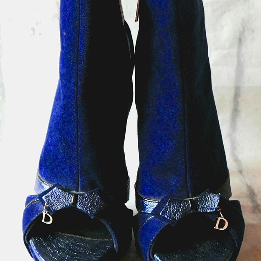 Dior Suede and Leather Cut-Out Peep-Toe Bootie